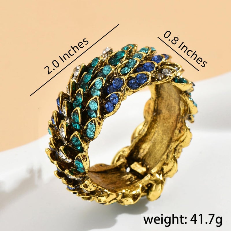 Joyindecor Jeweled Napkin Rings Set of 6 - Vintage Metal Crystal Rustic Peacock Napkin Ring Holders for Wedding Party Holiday, a Beautiful Dinner Table DÃ©cor (Multicolor) - Image 2